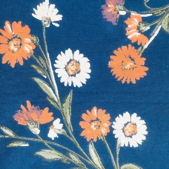 new NAVY BLUE Wild Sage Maeve Floral 54" wide x 80" Long Shower Stall Curtain - Picture 2 of 12